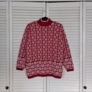 Vintage 100% Cotton GAP Winter Christmas Snowflake Ski Tuetleneck Sweater